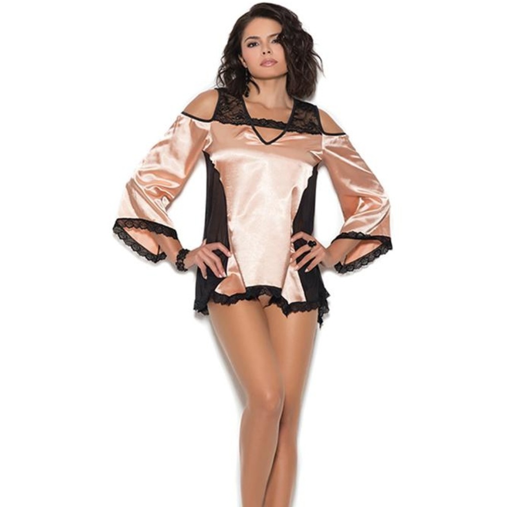 COLD SHOULDER CHARMEUSE NIGHT SHIRT